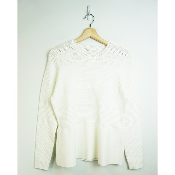 NWT BOSS Hugo Boss Funda Mixed Stitch Long Sleeve Sweater Open White XL - Picture 3 of 7